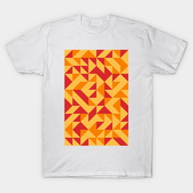 Fire Colored Geometric Pattern - Triangle #6 T-Shirt by Trendy-Now